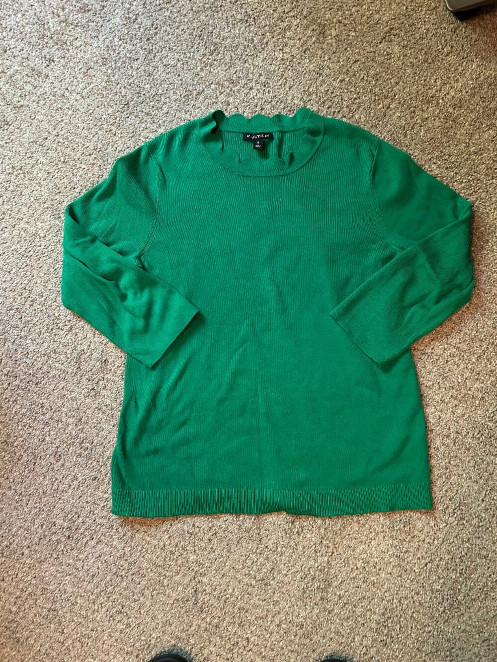 STITCH FIX 41 Hawthorn Seena Scalloped 3/4 Sleeve Fitted Sweater